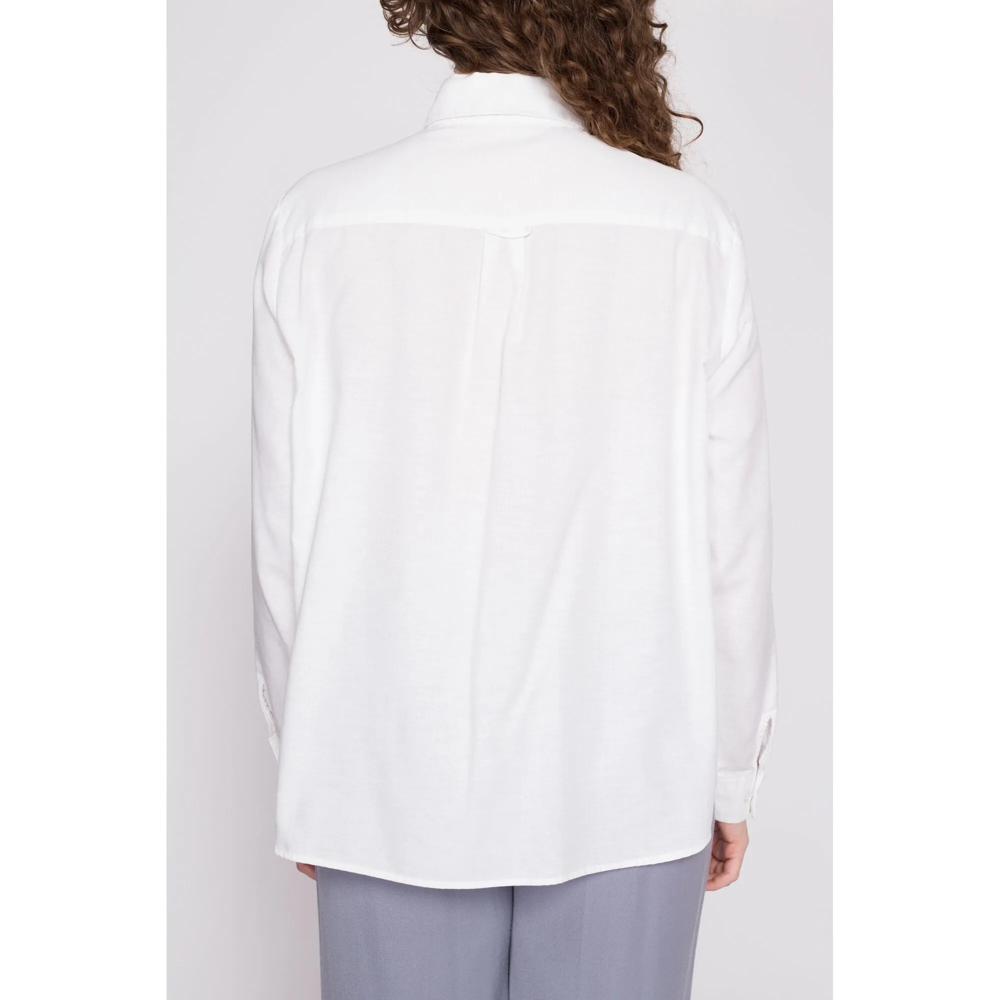 80s Minimalist White Button Up Shirt - Extra Large