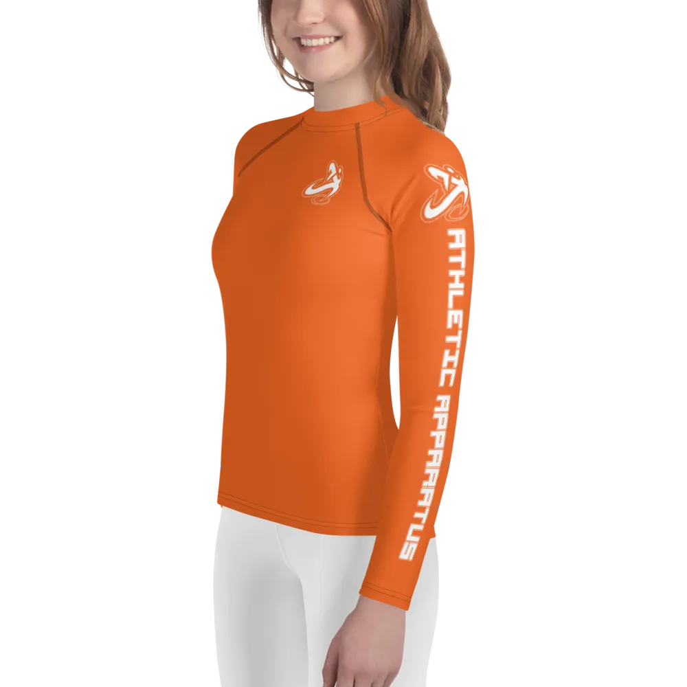 Athletic Apparatus Orange White logo Youth Rash Guard