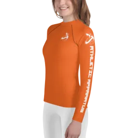 Athletic Apparatus Orange White logo Youth Rash Guard