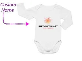 Boys Custom Name Long Sleeve Christmas Blast Bodysuit Gift