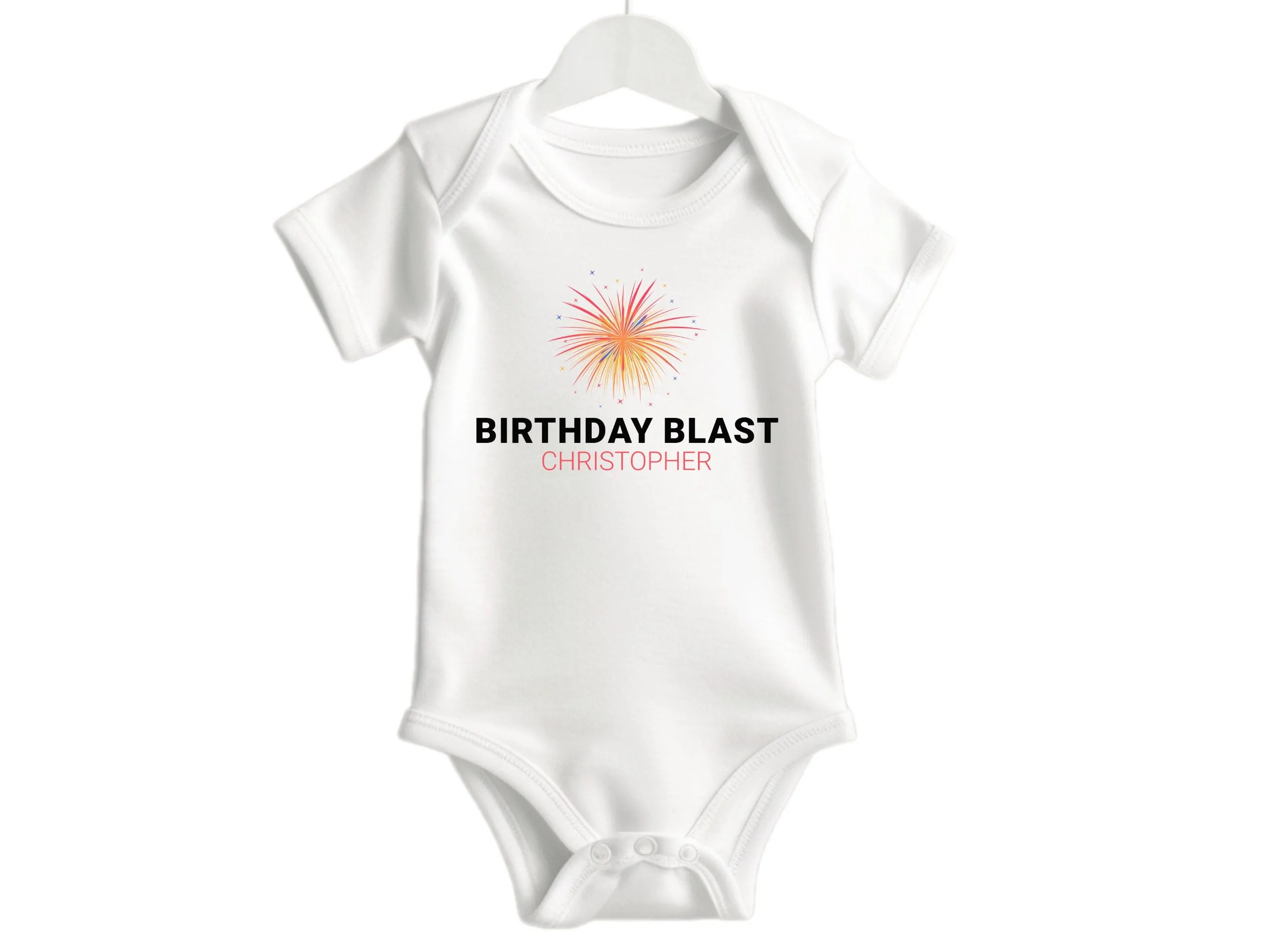 Boys Custom Name Long Sleeve Christmas Blast Bodysuit Gift