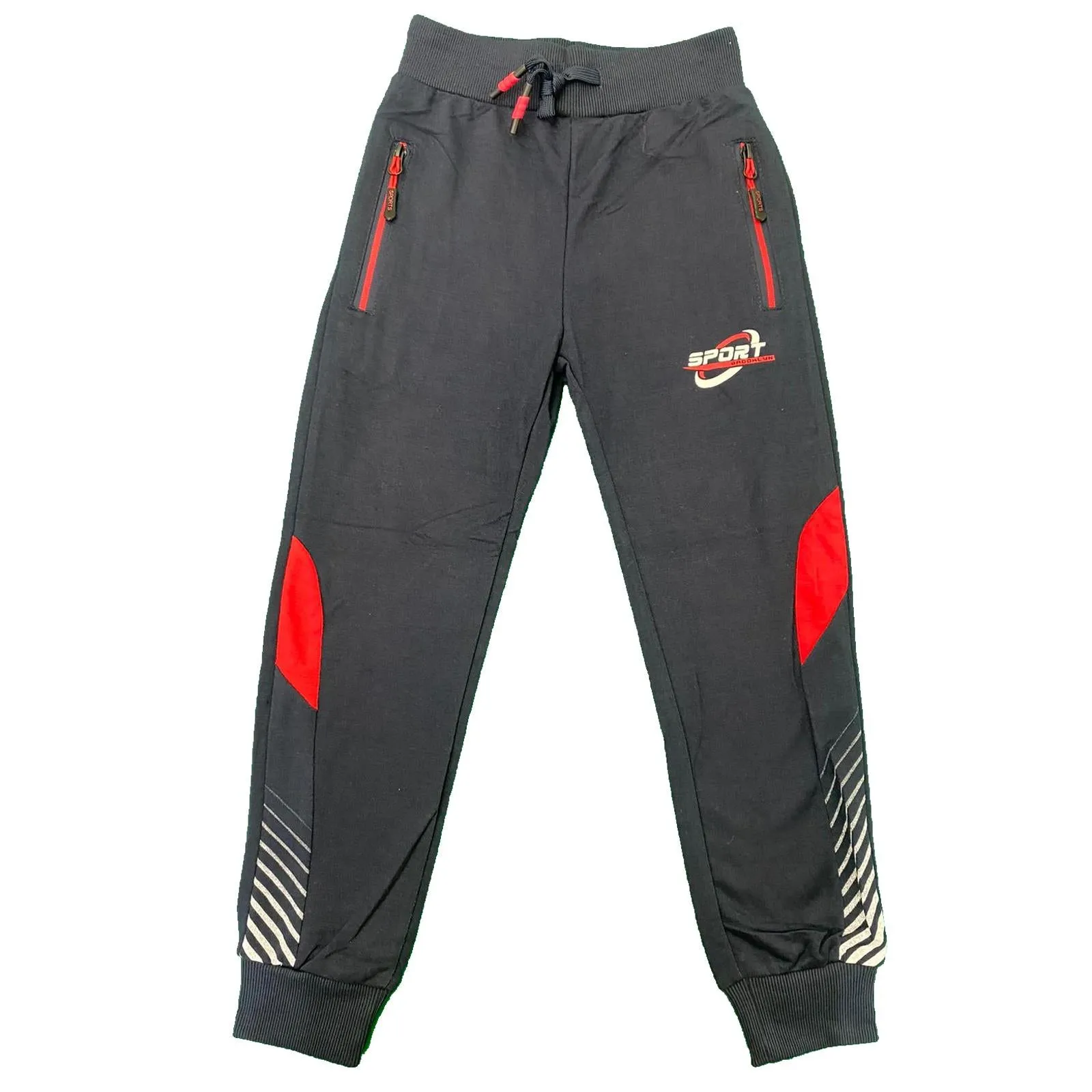 Boys Joggers Zip Pocket Kids Cotton Sports Jogging Tracksuit Bottoms Panel Gym