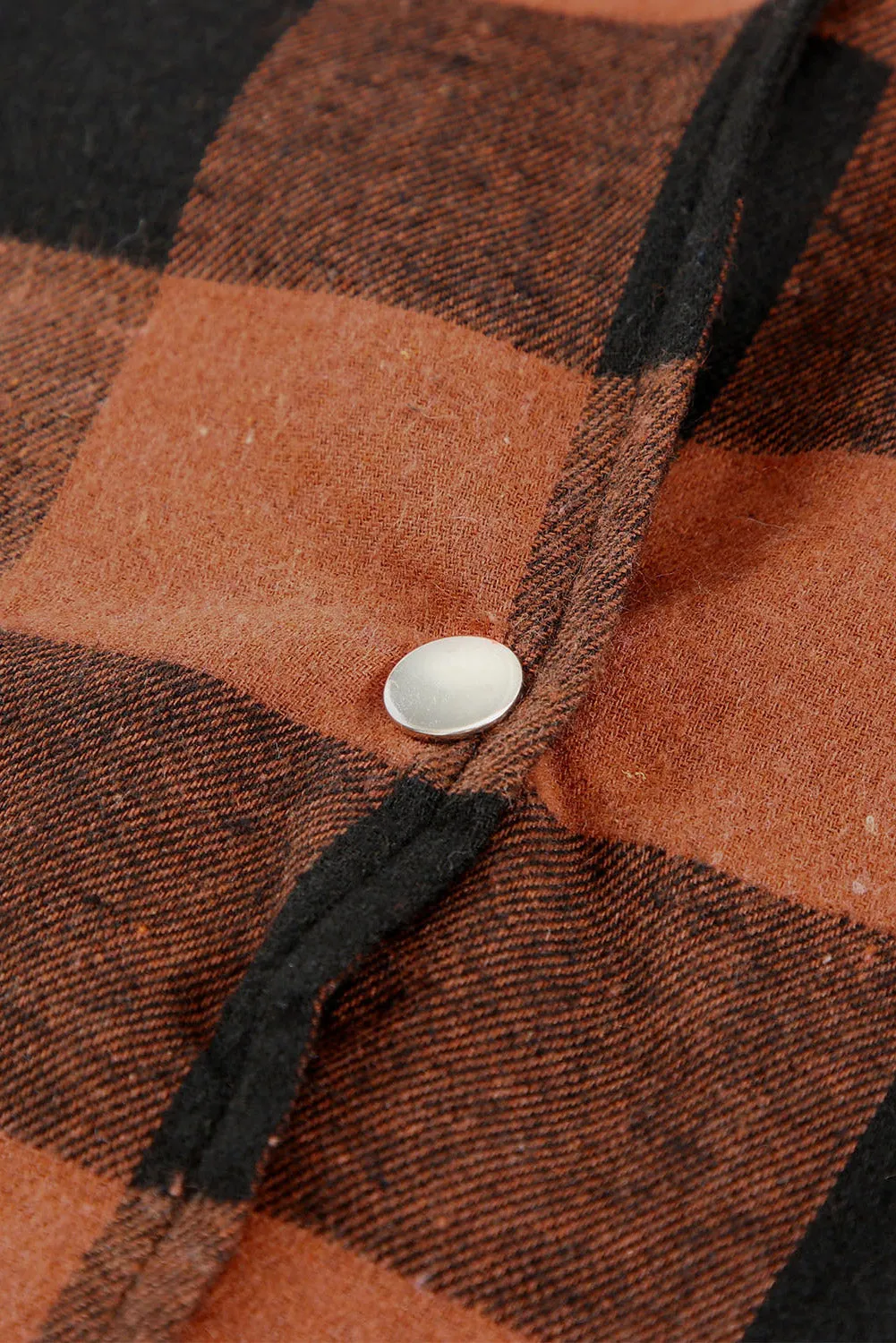 Brown Turn-down Collar Plaid Shirt Coat From MsDressly