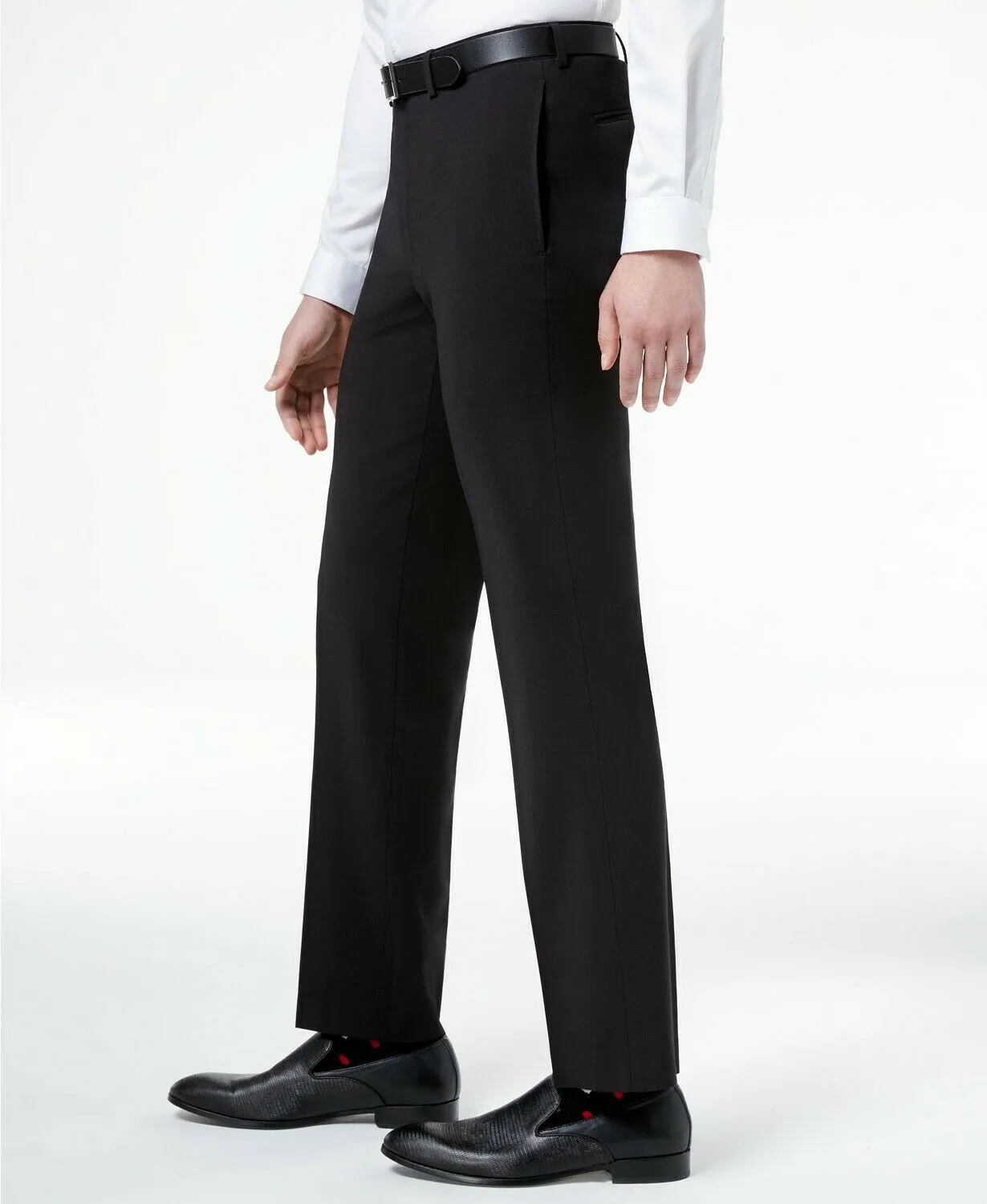 Calvin Klein Mens Slim fit Dress Pants Pants 30 / 32 Black Solid Stretch