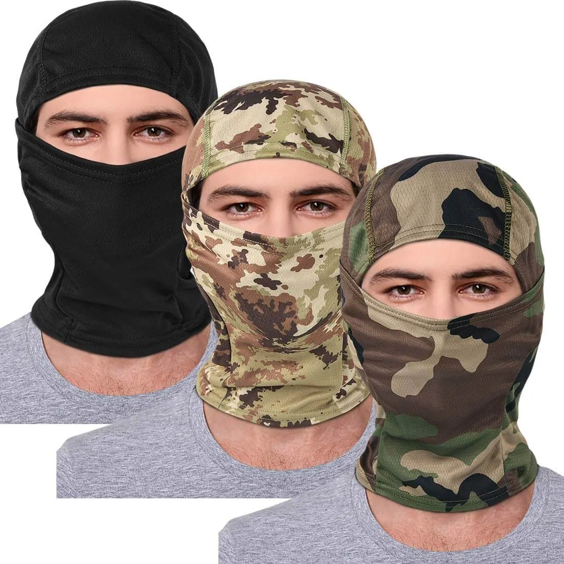 Camo Balaclava Full Face Cover 3 Pack Balaclava Face Mask UV Protection for Men Women