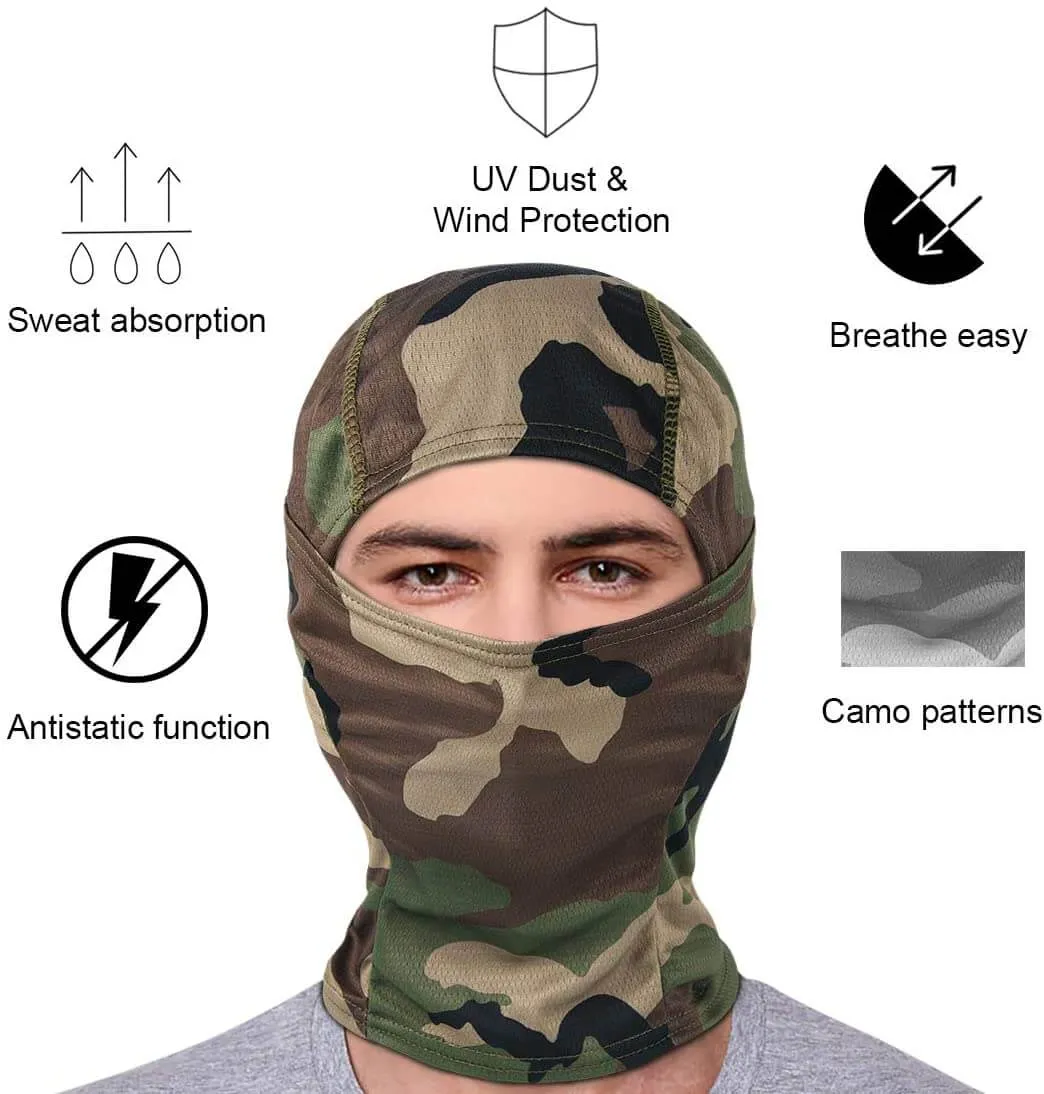 Camo Balaclava Full Face Cover 3 Pack Balaclava Face Mask UV Protection for Men Women