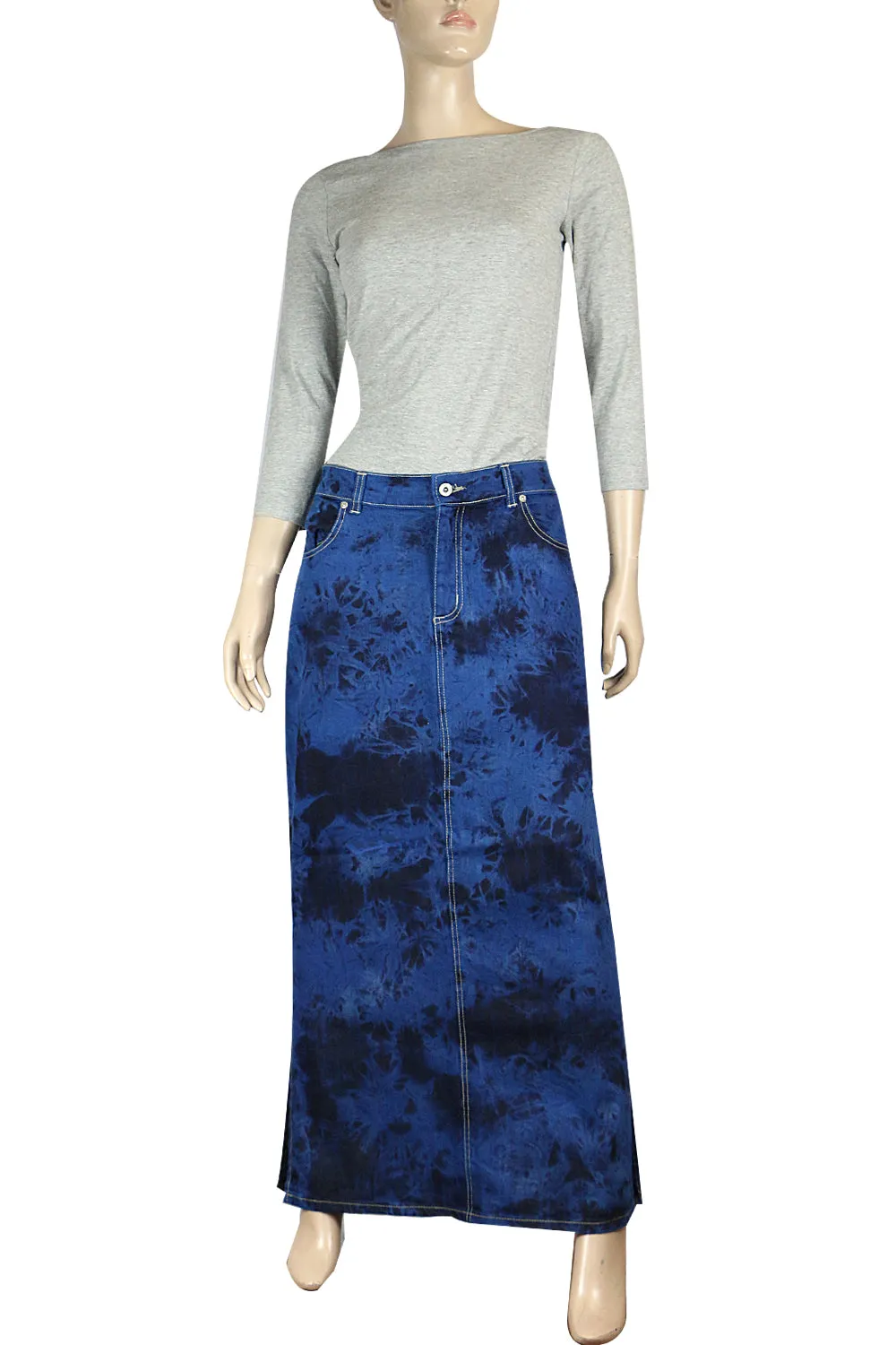 Clove Jeans Jeans Tie Dye Stretch Denim Long Skirt Plus Size Pencil Skirt 12-24