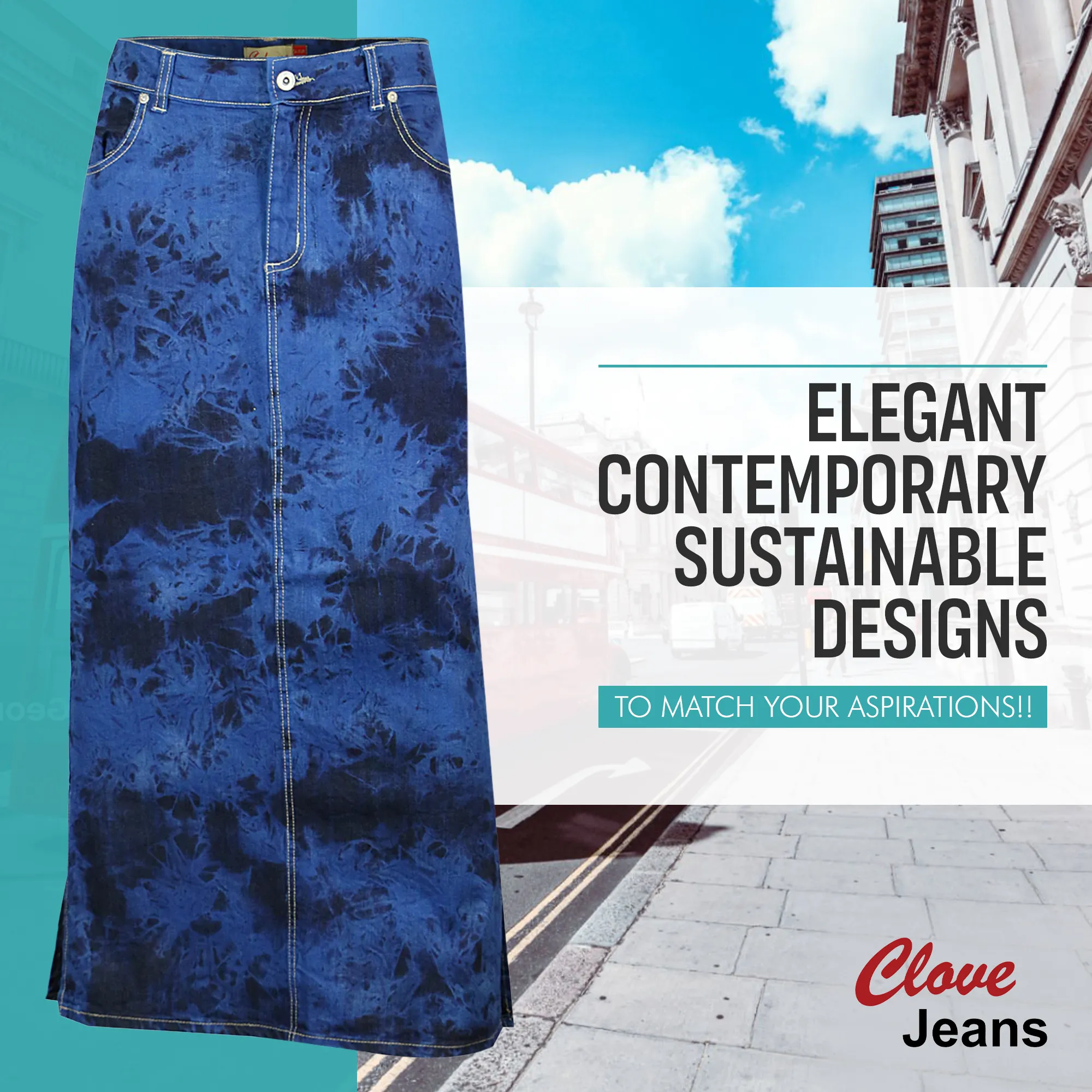 Clove Jeans Jeans Tie Dye Stretch Denim Long Skirt Plus Size Pencil Skirt 12-24