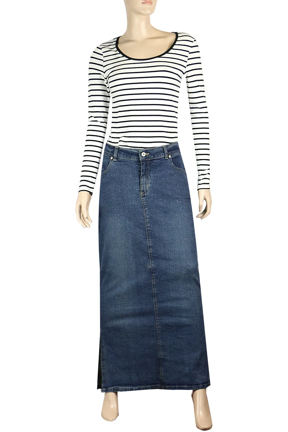 Clove Jeans Womens Ankle Length Maxi Skirts Denim Plus Size Pencil Skirt 12-24