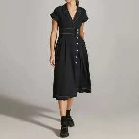 Cotton Poplin Midi Casual Shirt Dress