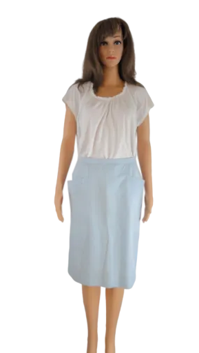 Courreges Light Blue Pencil Skirt Size 8 (SKU 000266-4)