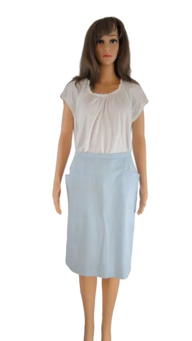 Courreges Light Blue Pencil Skirt Size 8 (SKU 000266-4)