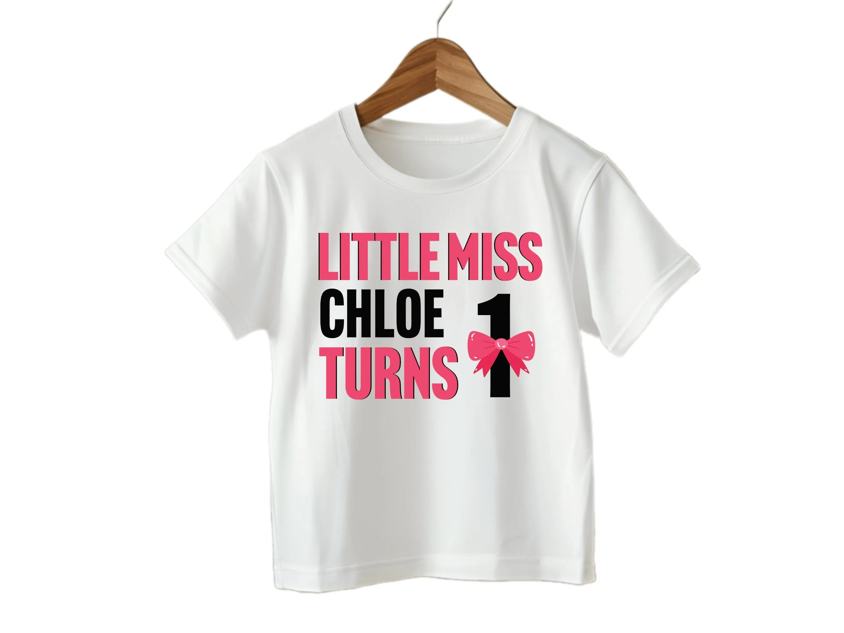 Custom Name Birthday Little Miss Turns 1 Bodysuit Gift for Baby Girls