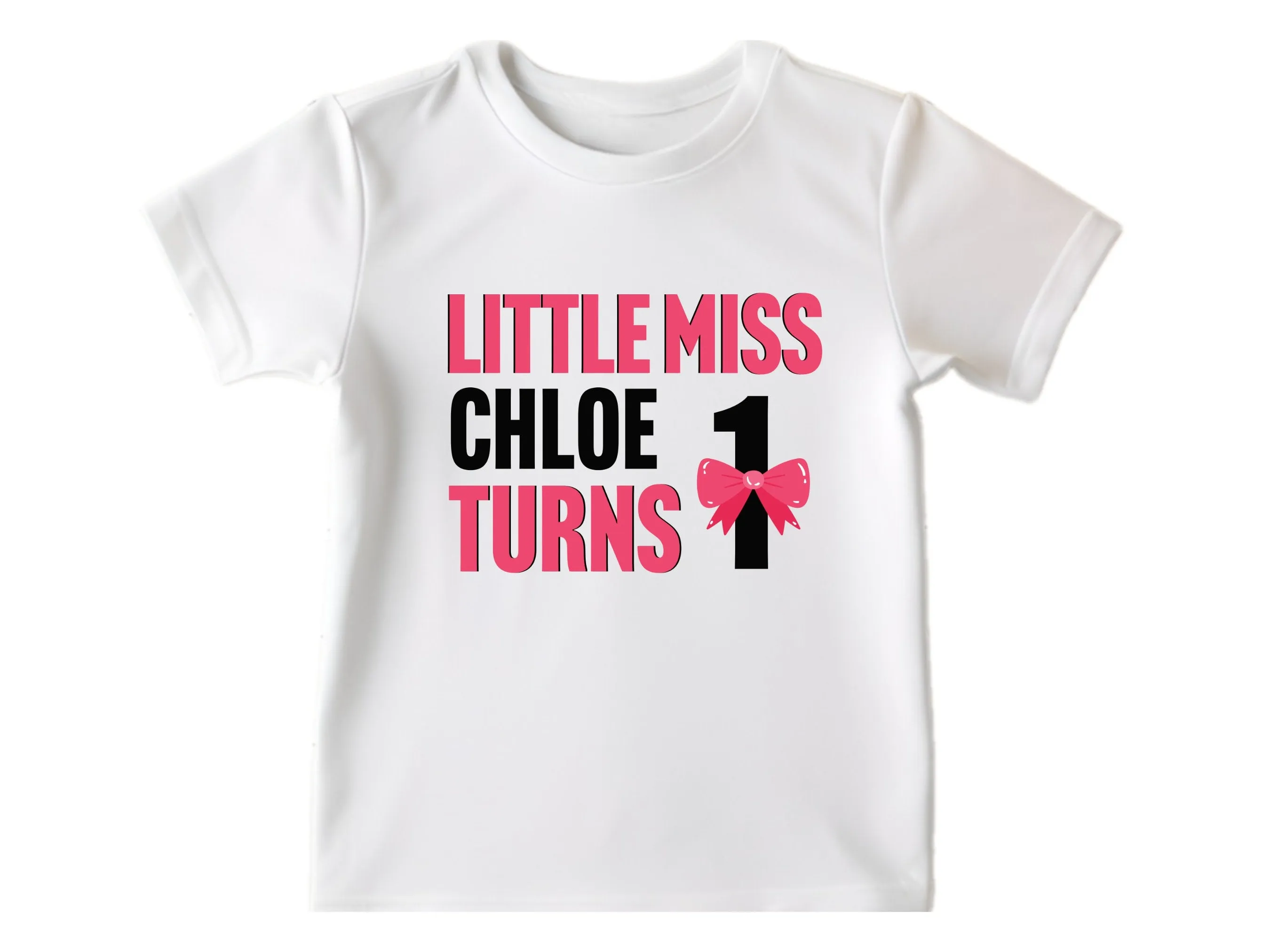 Custom Name Birthday Little Miss Turns 1 Bodysuit Gift for Baby Girls