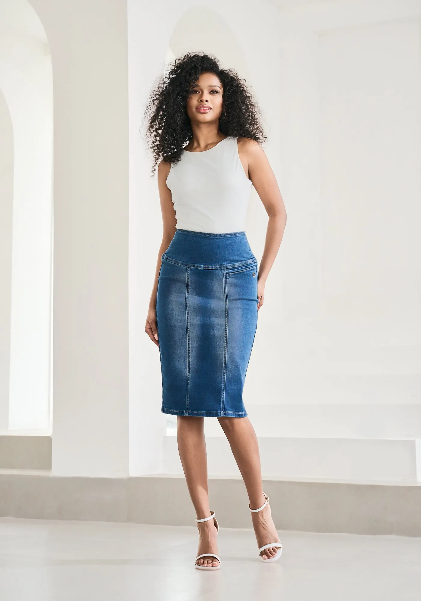 Denim Pencil Skirt (Alamo Wash)