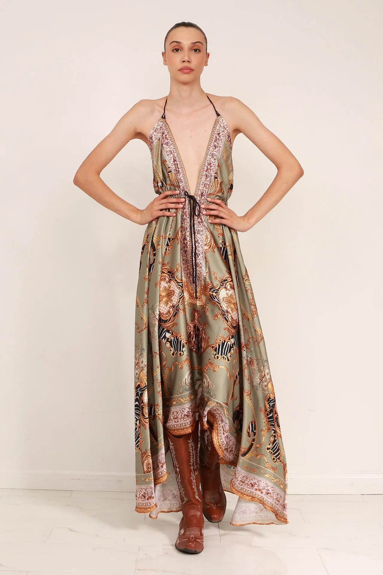 Designer Long Sleeveless Dress