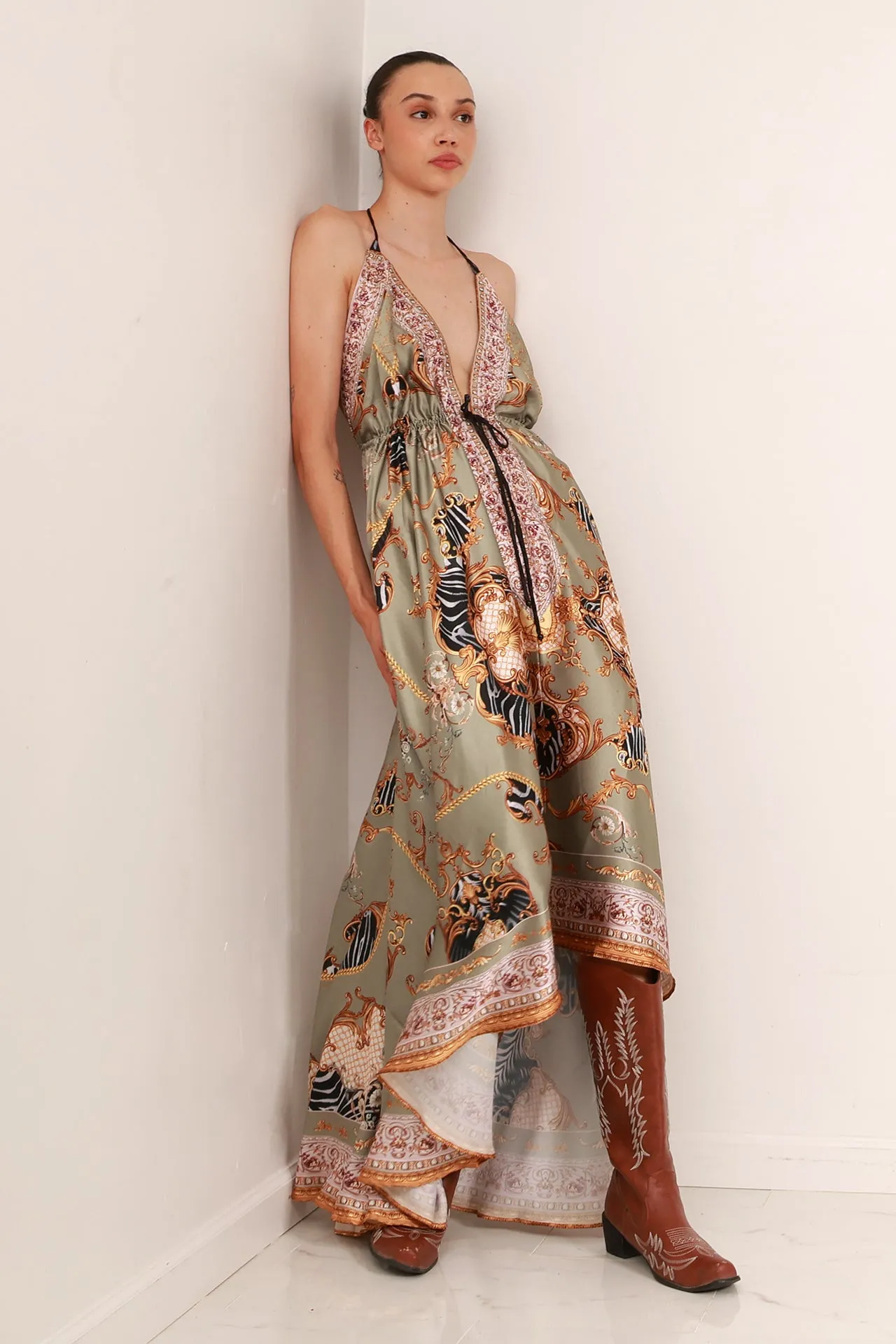 Designer Long Sleeveless Dress
