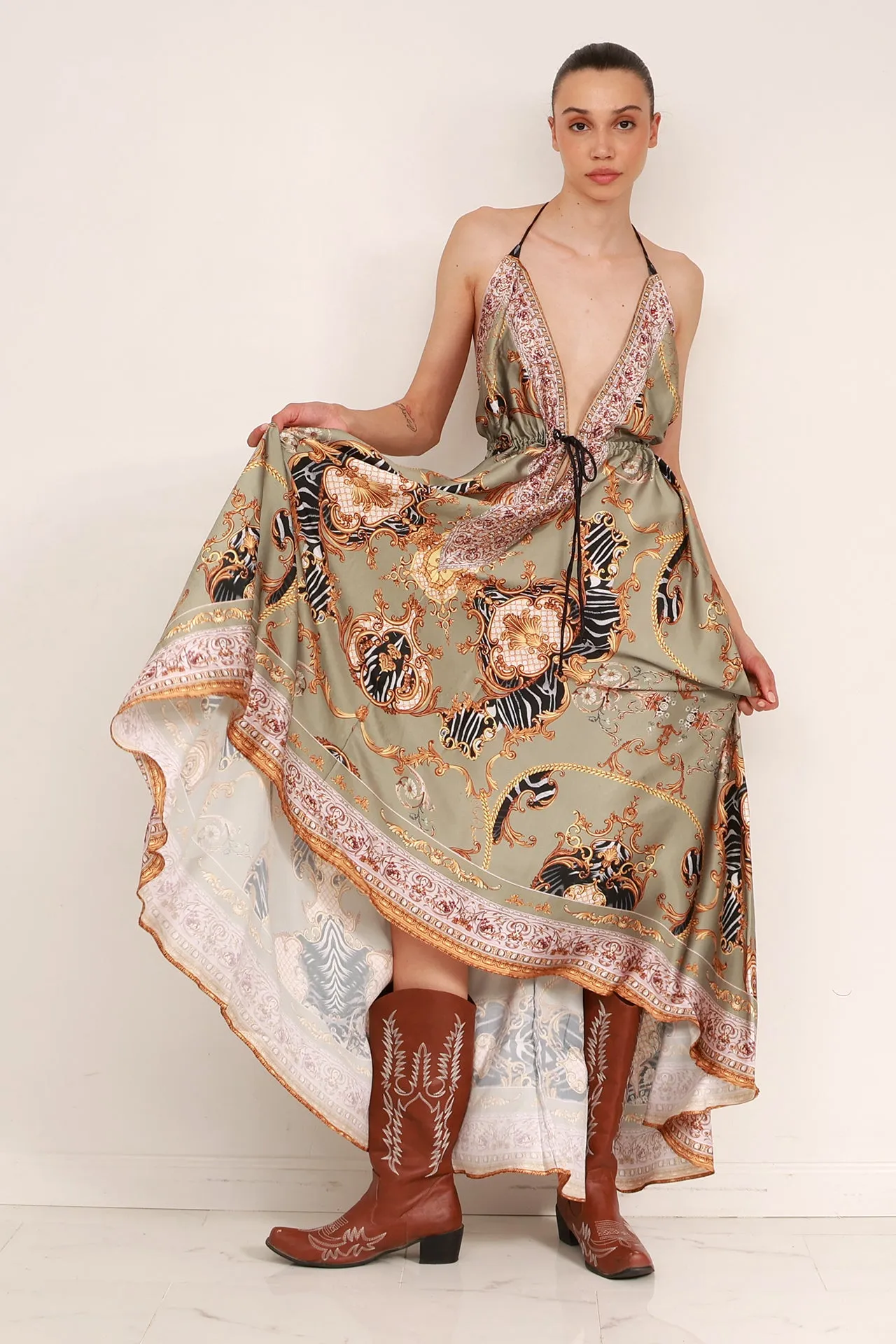 Designer Long Sleeveless Dress