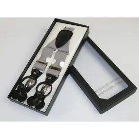 ELEGANT Suspenders Clip on and Button Option for Slacks or Suit Pants Silver