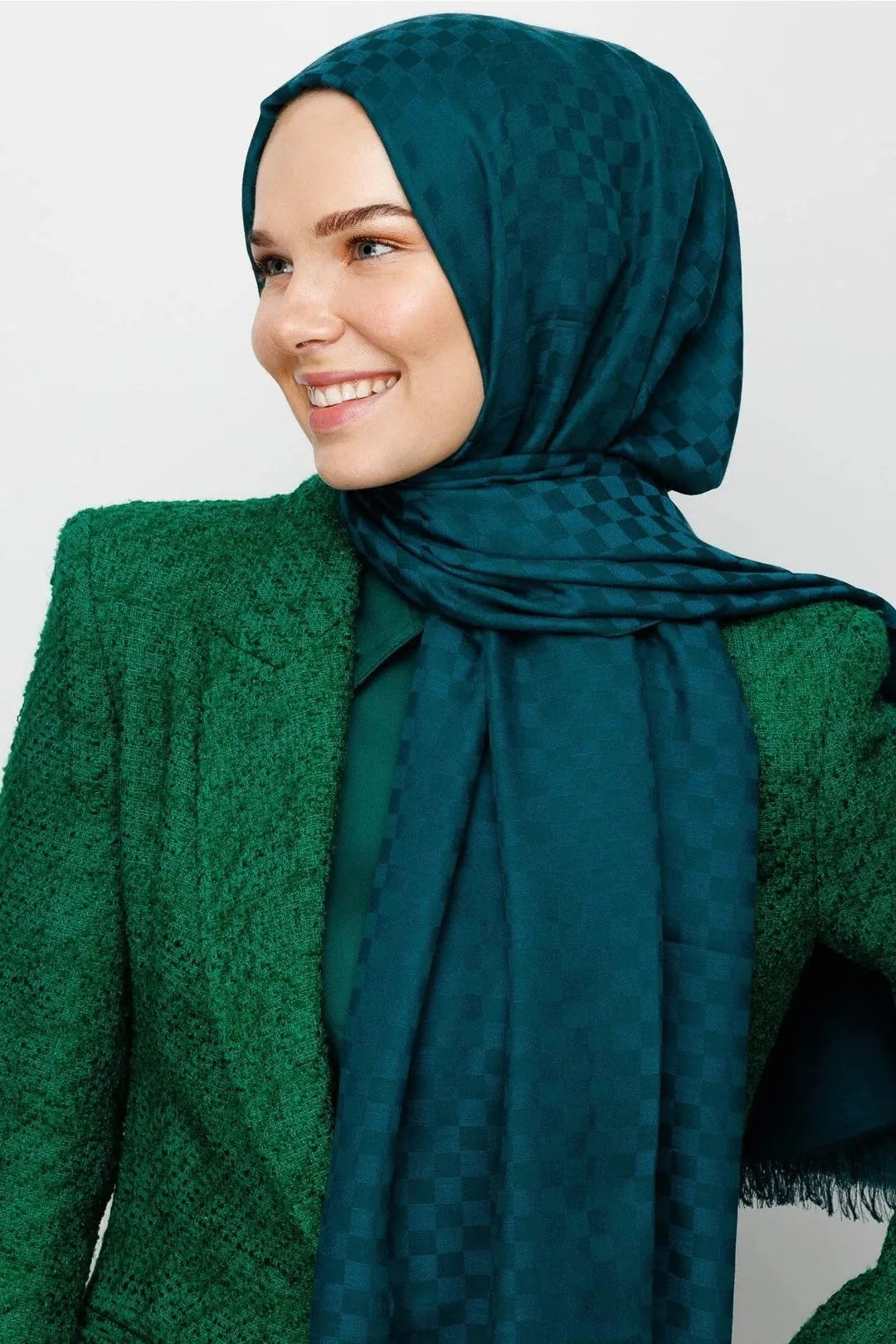 Emerald Square Pattern Cotton Jacquard Hijab
