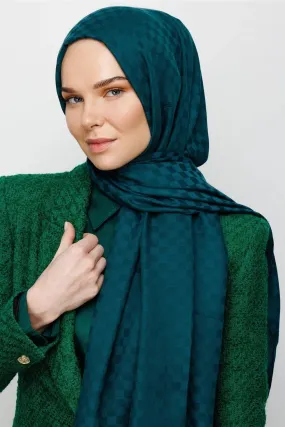Emerald Square Pattern Cotton Jacquard Hijab