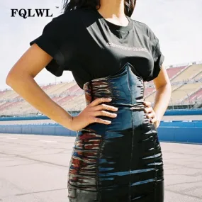 Faxu Latex Pu Leather Skirt For Woman Zipper Black/High Waist/Pencil Skirts Wrap Sexy Mini Skirt