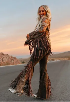 Flared Lace Distressed Pant