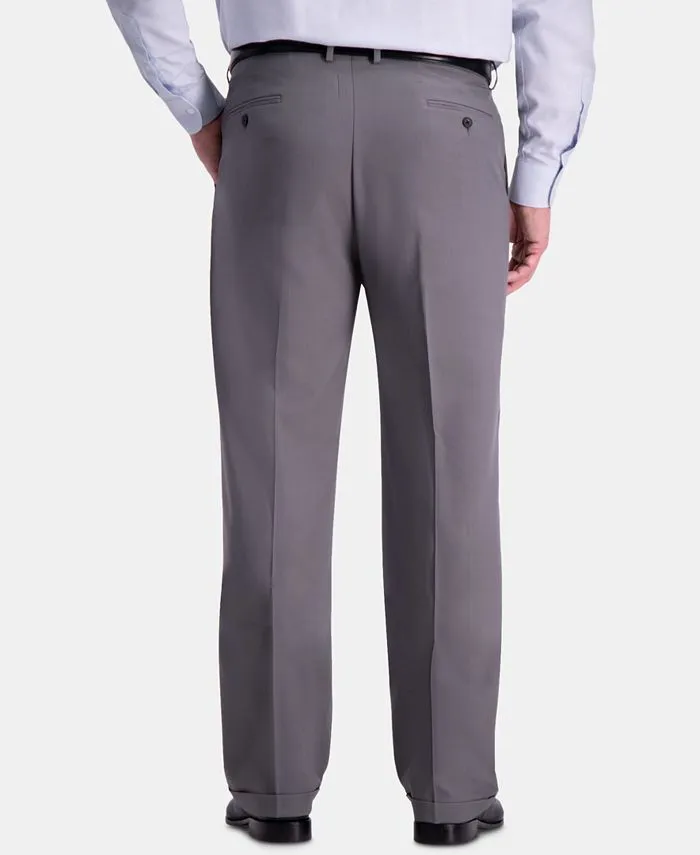 Haggar Mens Classic fit Dress Pants 48 / 32 Grey Solid Stretch