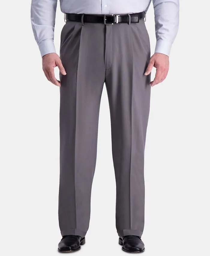 Haggar Mens Classic fit Dress Pants 48 / 32 Grey Solid Stretch