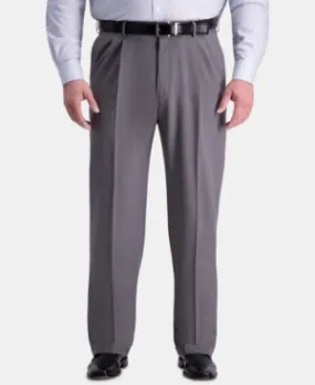 Haggar Mens Classic fit Dress Pants 48 / 32 Grey Solid Stretch