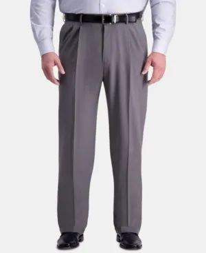 Haggar Mens Classic fit Dress Pants 48 / 32 Grey Solid Stretch