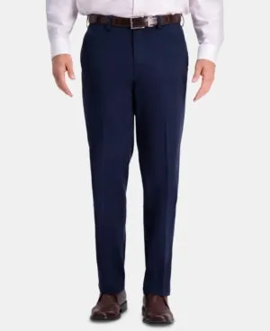 Haggar Men's Premium Comfort Khaki Classic Fit Dress Pants Dark Blue 36 x 30