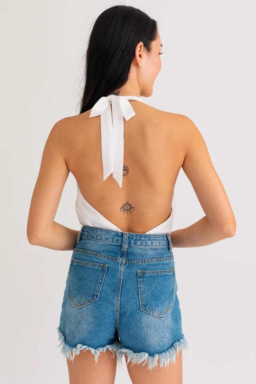 halter surplice bodysuit
