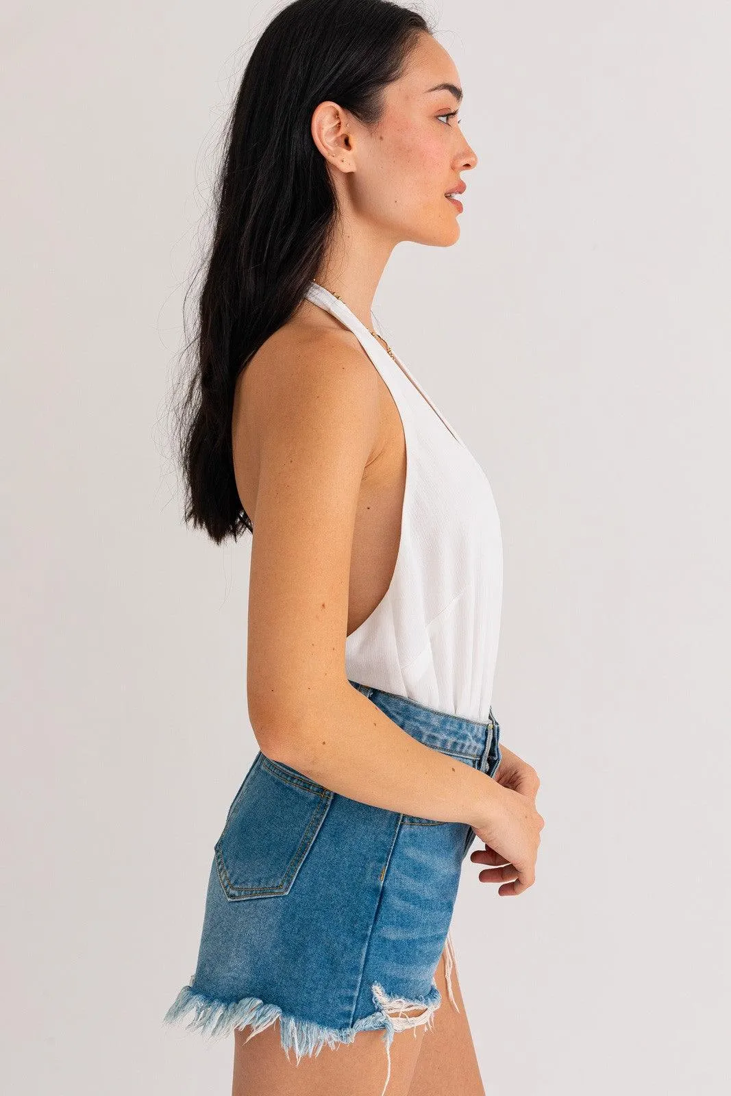 halter surplice bodysuit
