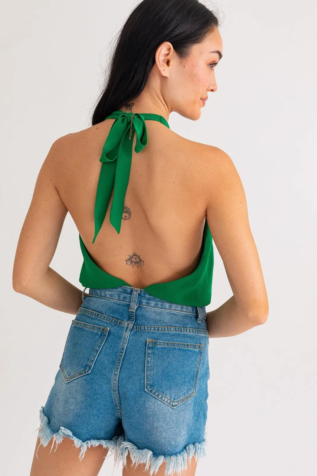 halter surplice bodysuit
