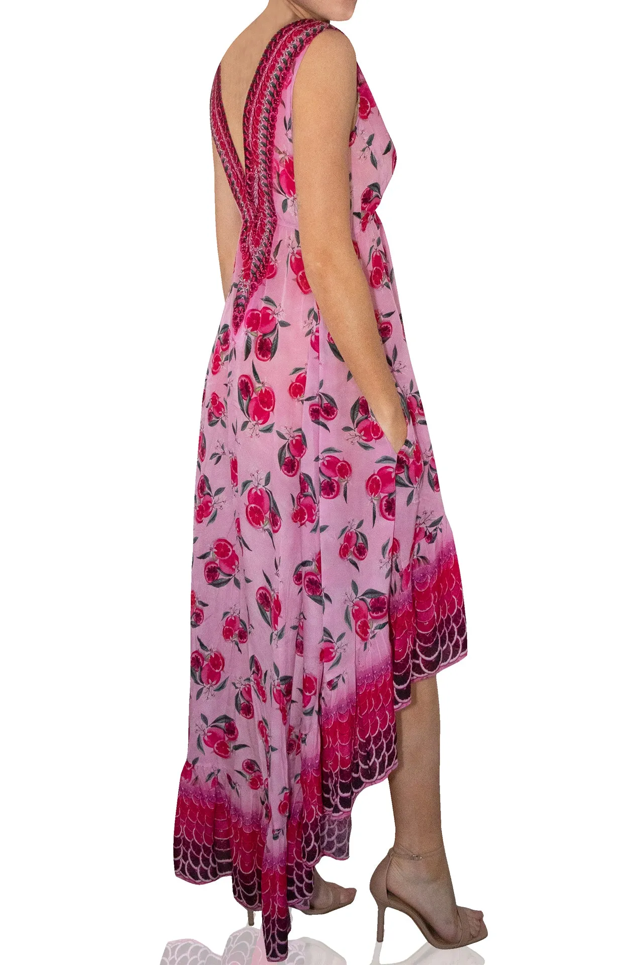 High Low Long Dress Pink Colour