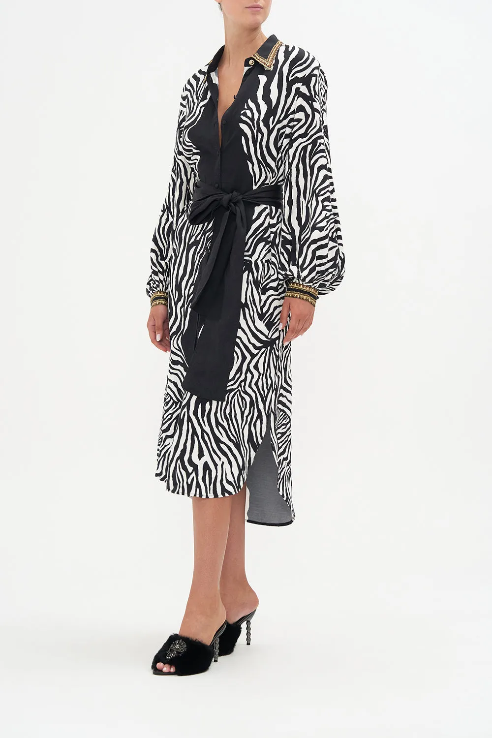 HIGH LOW MIDI SHIRT DRESS EARN YOUR STRIPES