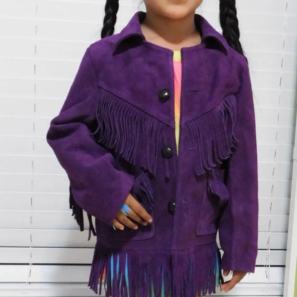 Jacket Purple Fringe Suede