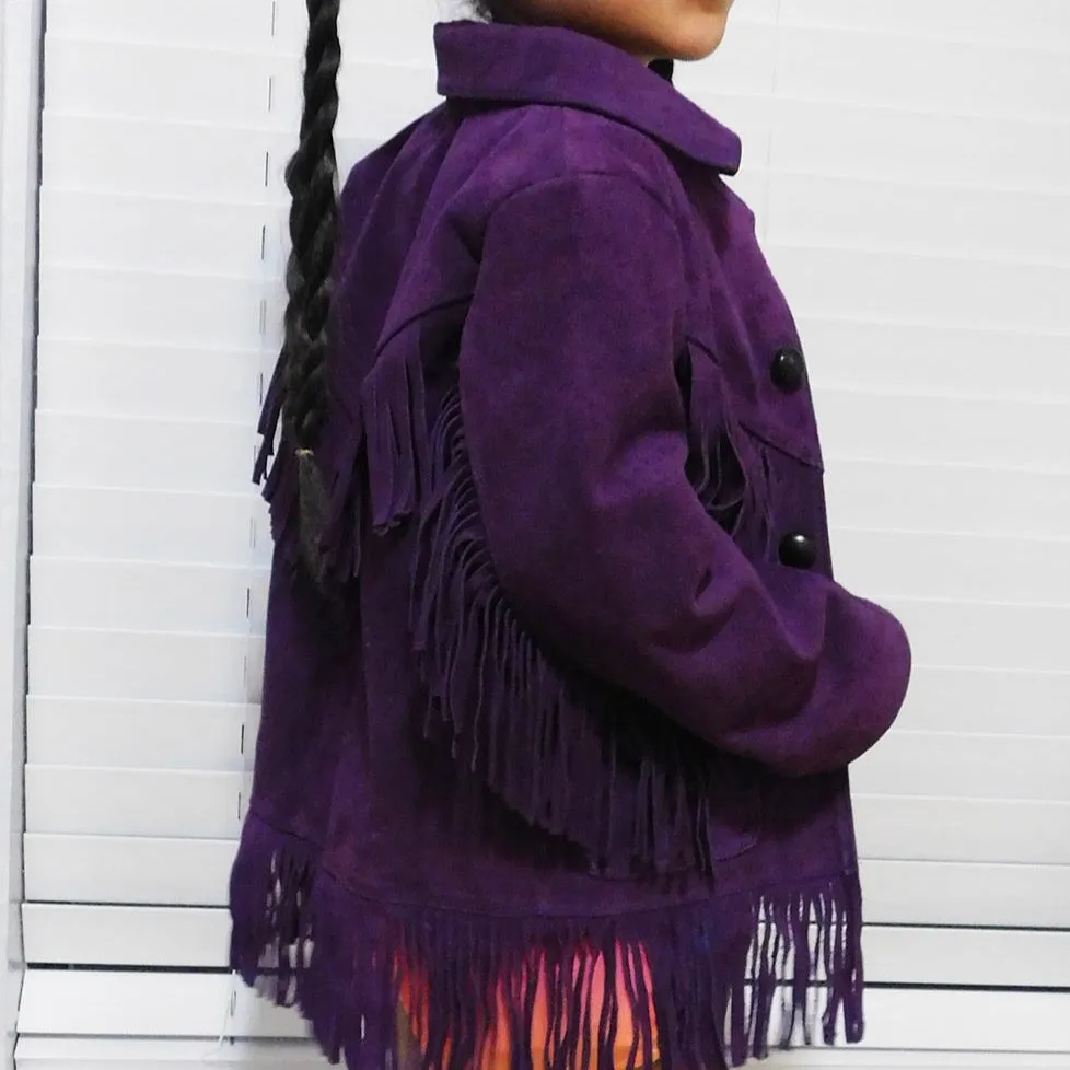 Jacket Purple Fringe Suede
