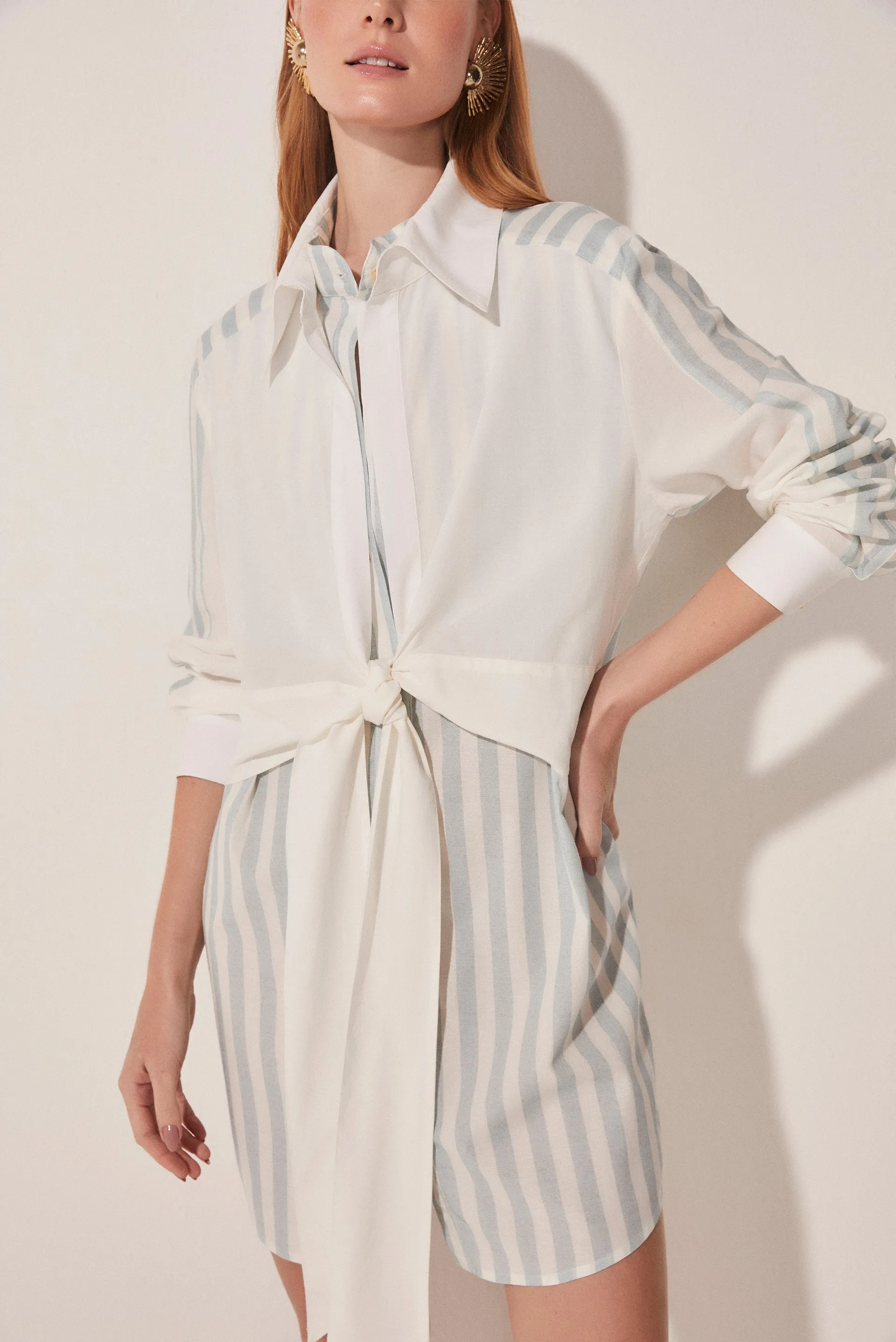Jameos Del Agua Short Shirt Dress With Ties  E4616A1656