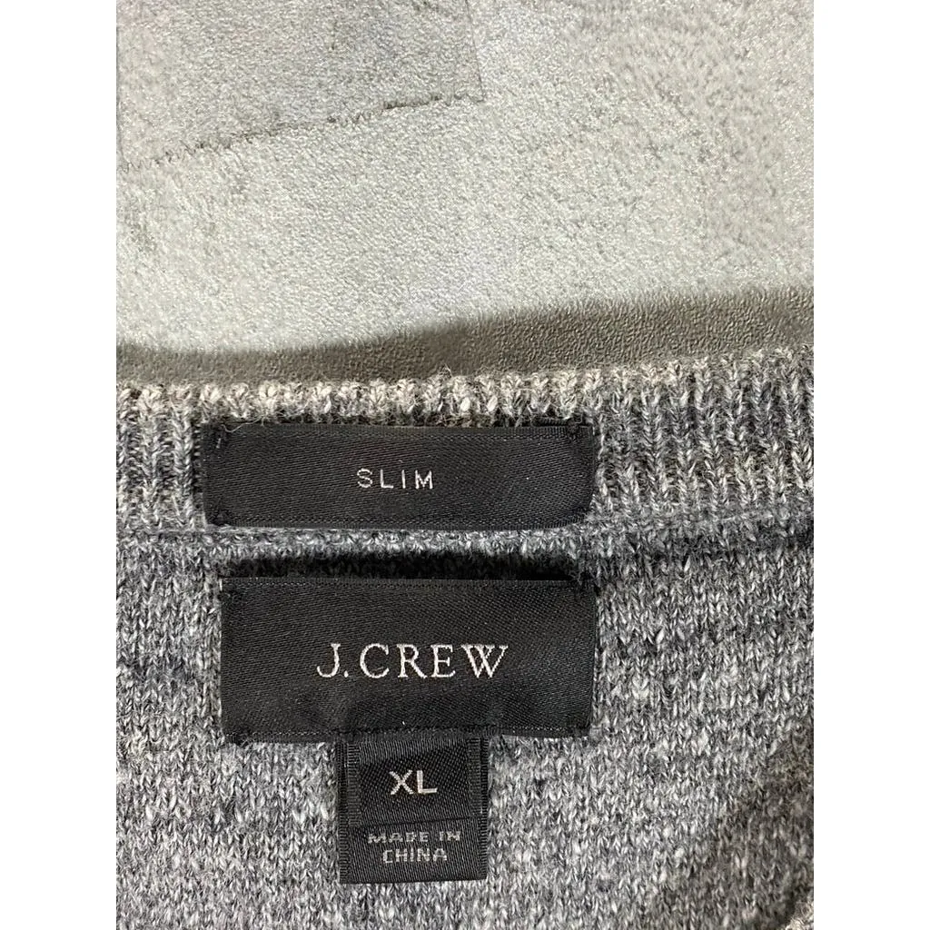 J.CREW Men's Heathered Dark Grey Crewneck Slim Long Sleeve Pullover Sweater SZXL
