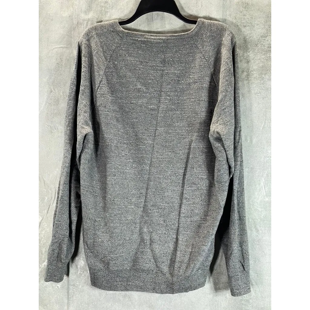 J.CREW Men's Heathered Dark Grey Crewneck Slim Long Sleeve Pullover Sweater SZXL
