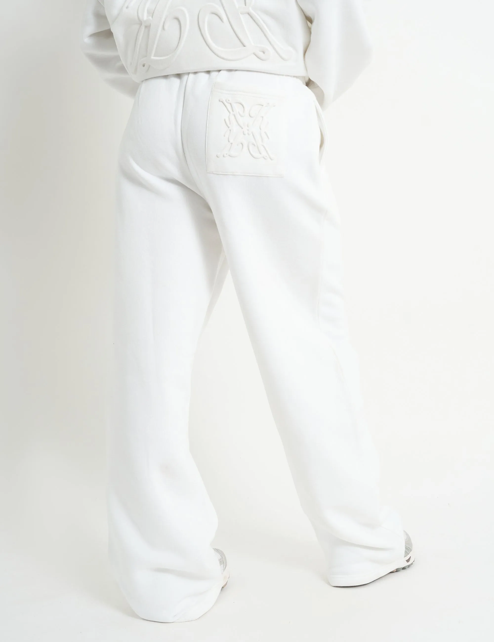 Kaiia Embossed Wide Leg Joggers White