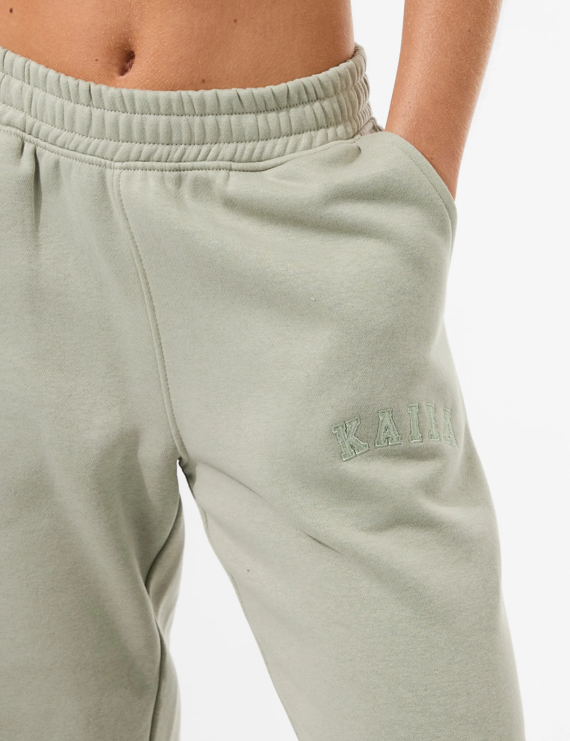 Kaiia Logo Wide Leg Joggers Matcha