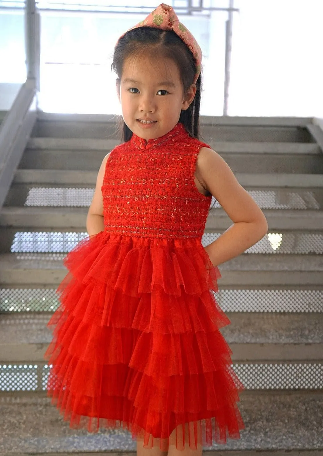 Kid's Tulle Qipao (Red)