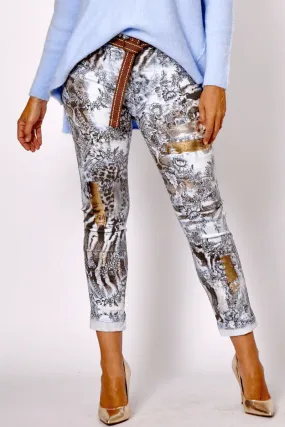 La Strada Viscose Stretch Print Jogger
