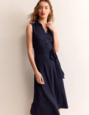 Laura Sleeveless Shirt Dress-Indigo