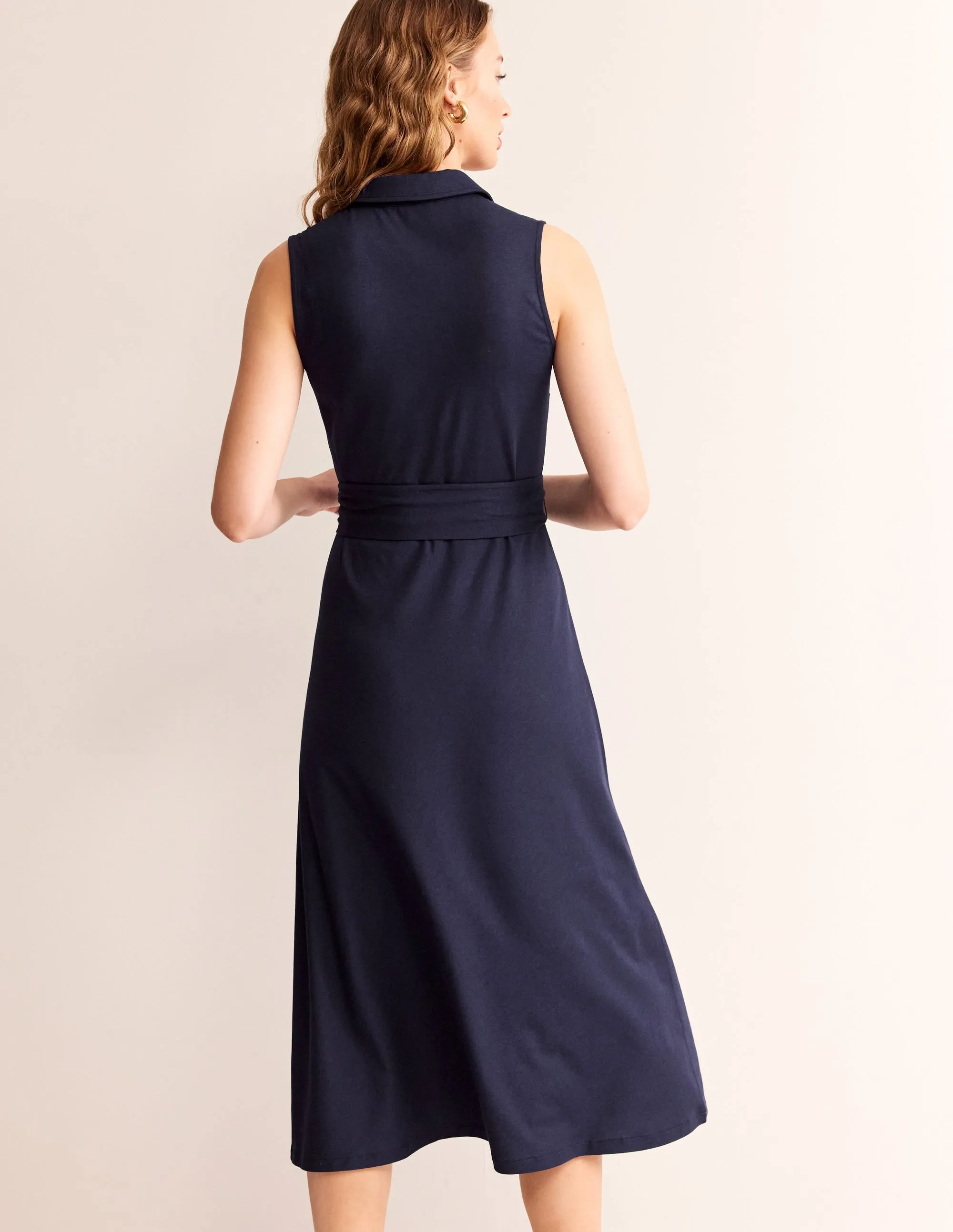 Laura Sleeveless Shirt Dress-Indigo
