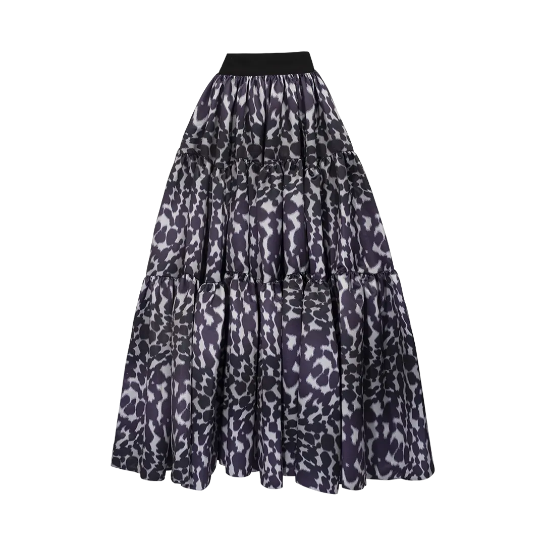 Leopard Print Tiered Skirt