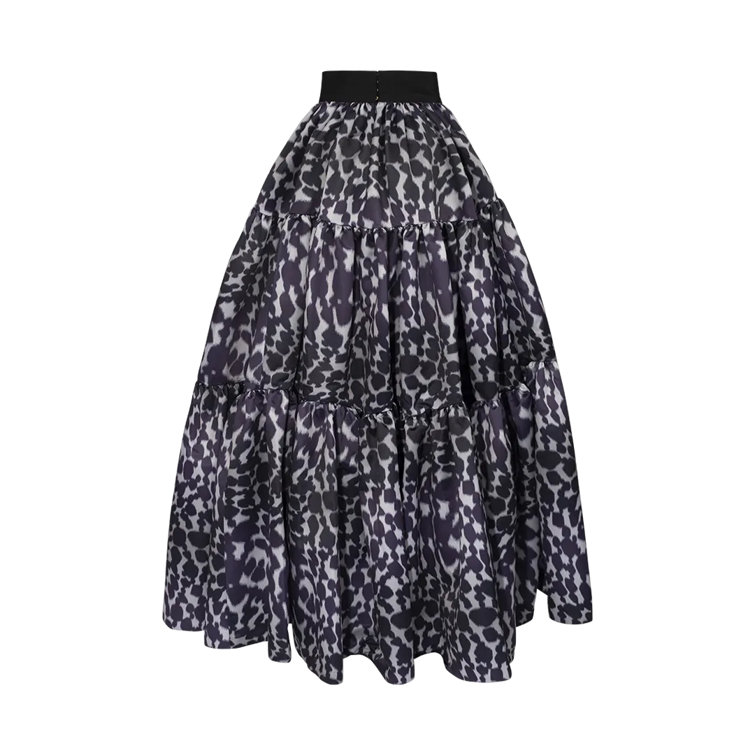 Leopard Print Tiered Skirt